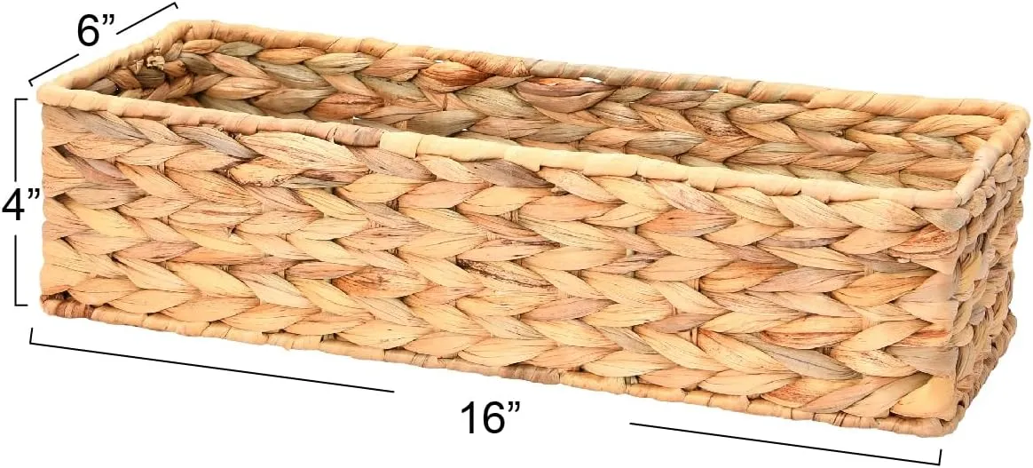 Household Essentials Water Hyacinth Rectangular Storage Basket, Natural
