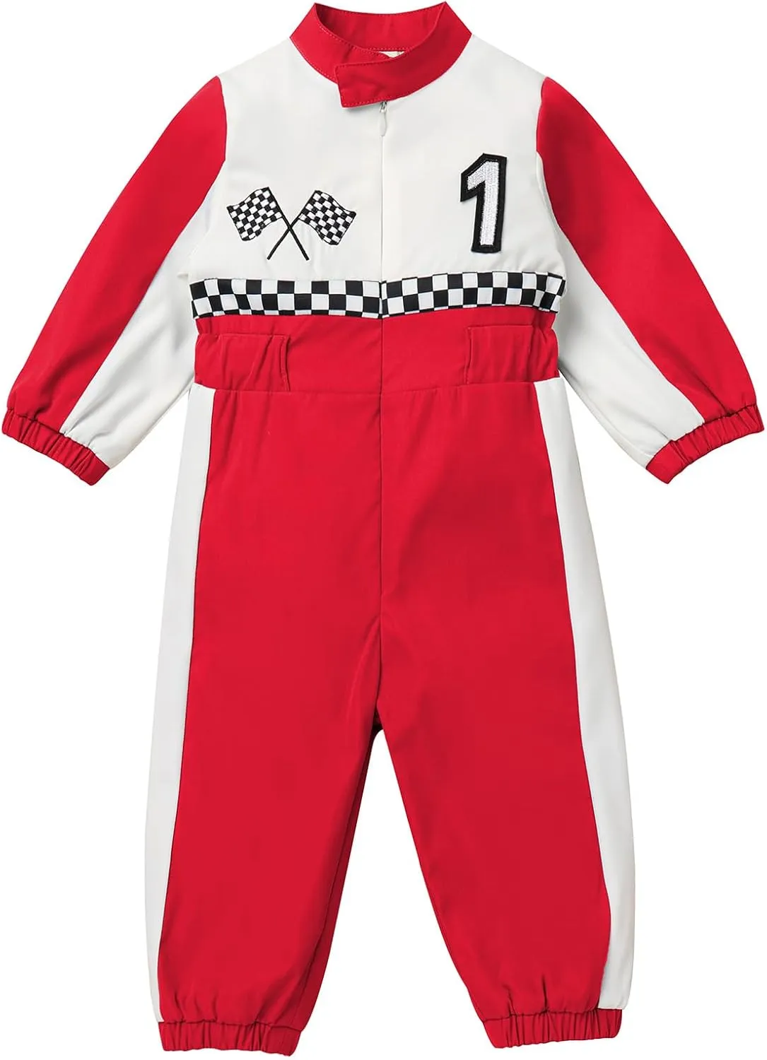 IBTOM CASTLE Toddler Boys Girls 1st 2nd Birthday Outfits Race Car Driver Costume Long Sleeve Romper Halloween Racer Jumpsuit