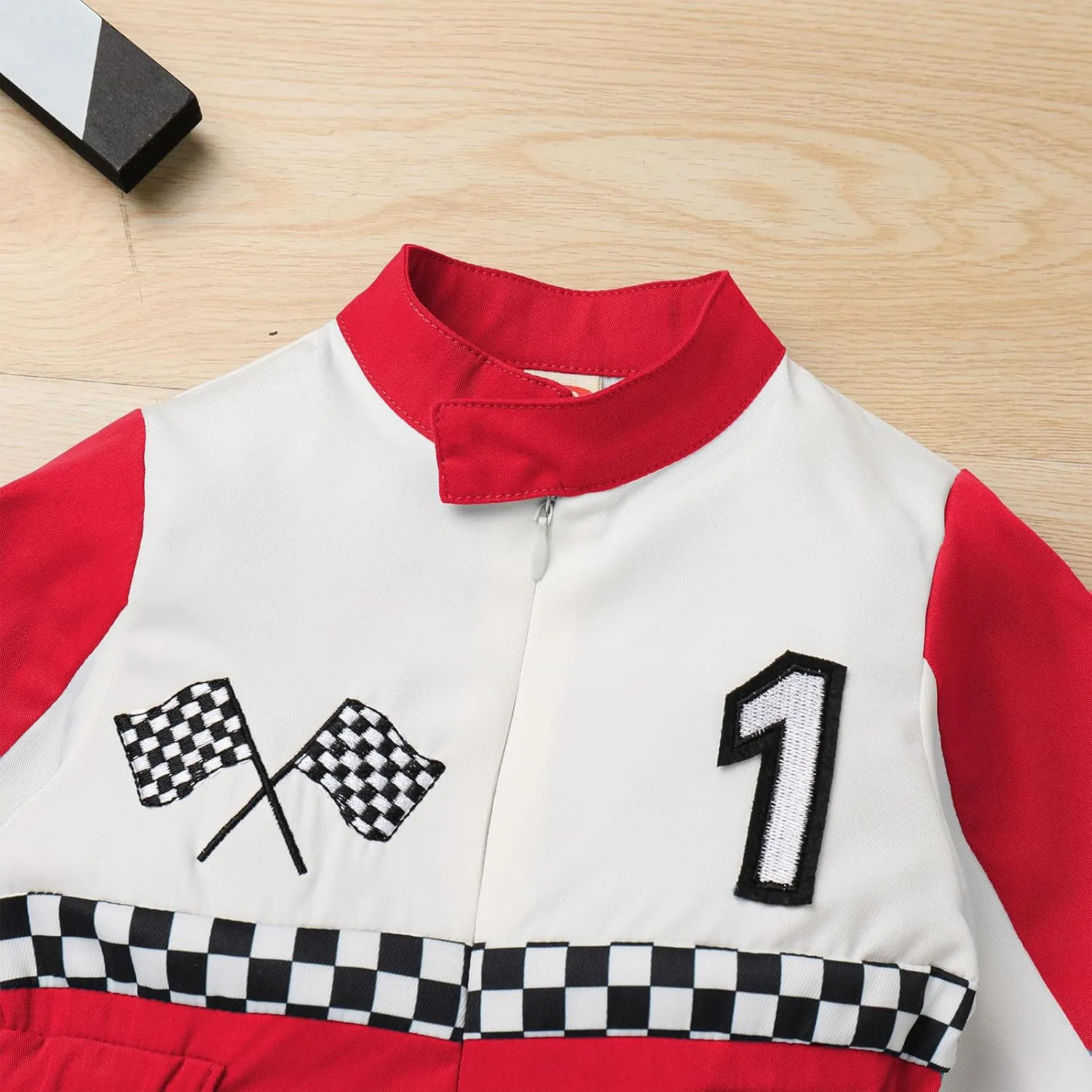 IBTOM CASTLE Toddler Boys Girls 1st 2nd Birthday Outfits Race Car Driver Costume Long Sleeve Romper Halloween Racer Jumpsuit