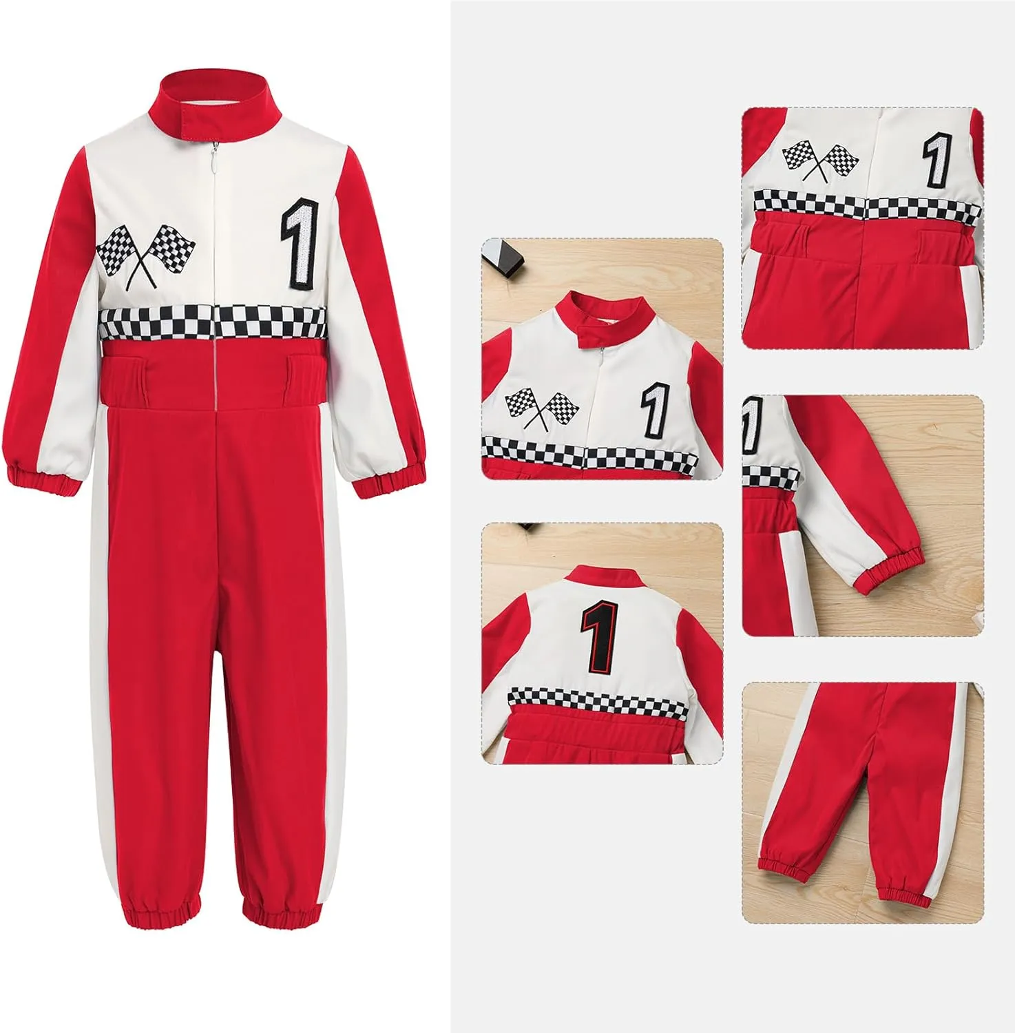 IBTOM CASTLE Toddler Boys Girls 1st 2nd Birthday Outfits Race Car Driver Costume Long Sleeve Romper Halloween Racer Jumpsuit