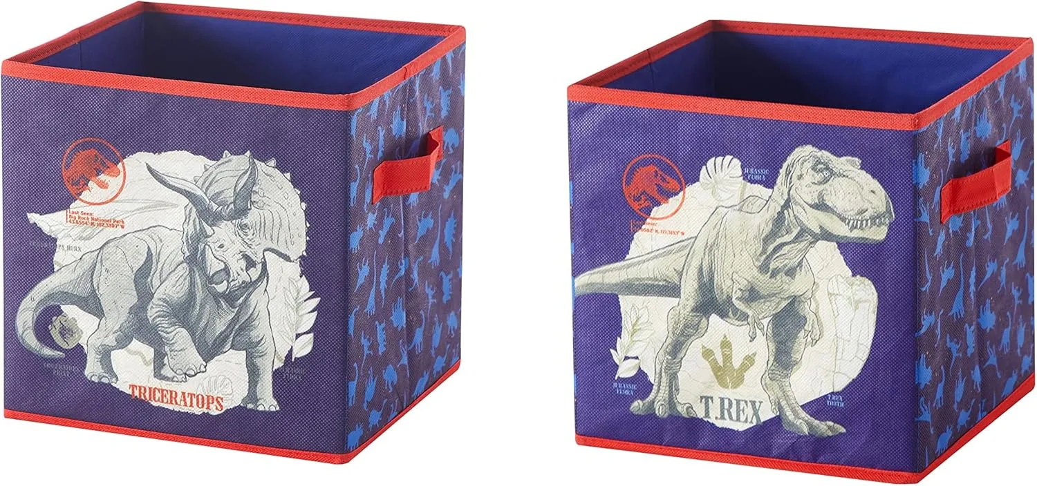Idea Nuova Jurassic World Set of Two Spacious Collpasible Storage Cubes, 10"x10"