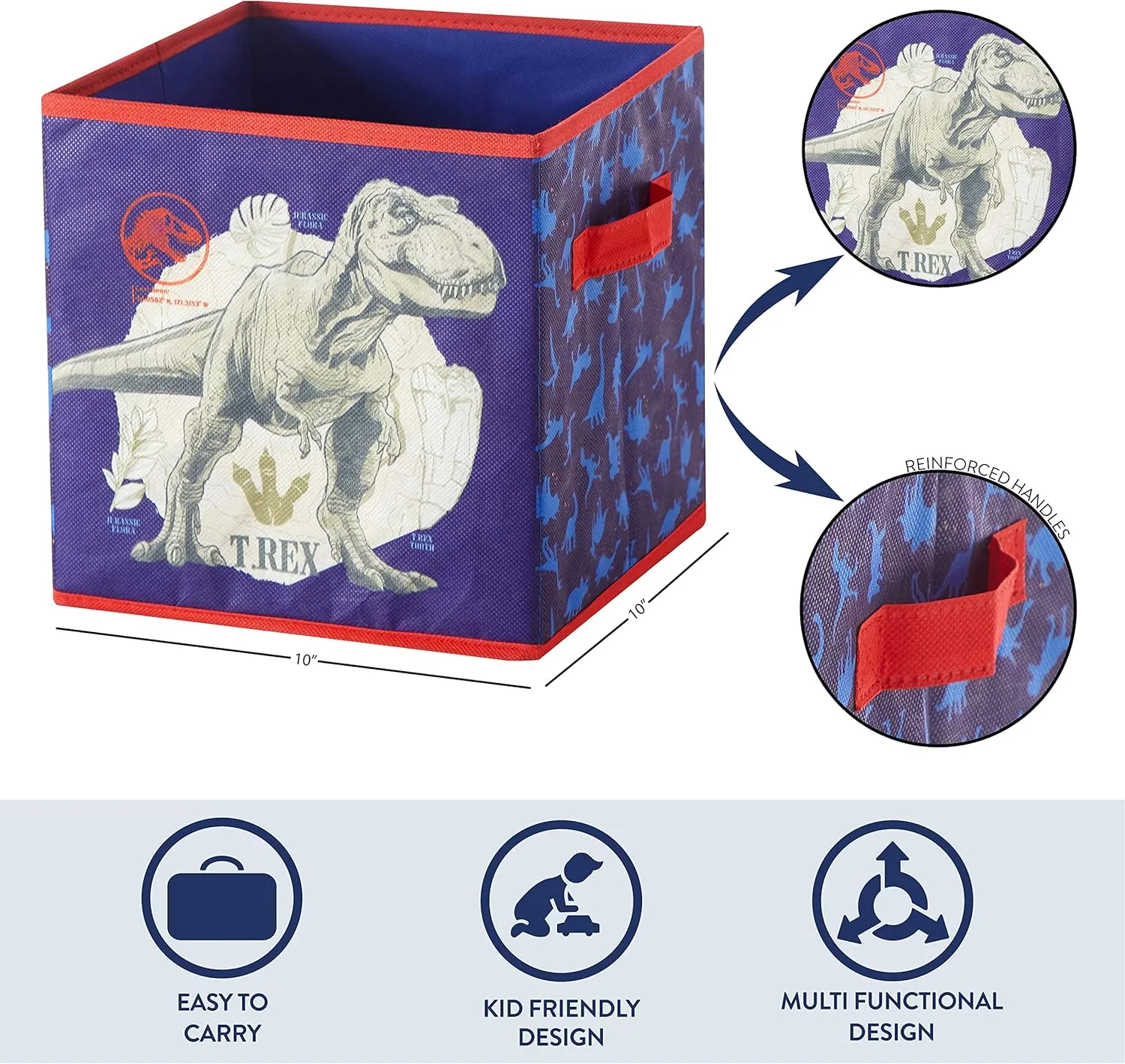 Idea Nuova Jurassic World Set of Two Spacious Collpasible Storage Cubes, 10"x10"