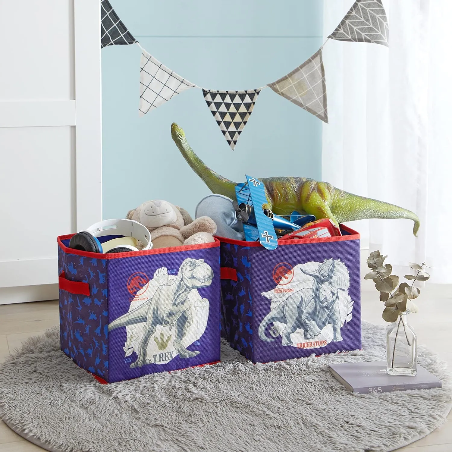 Idea Nuova Jurassic World Set of Two Spacious Collpasible Storage Cubes, 10"x10"
