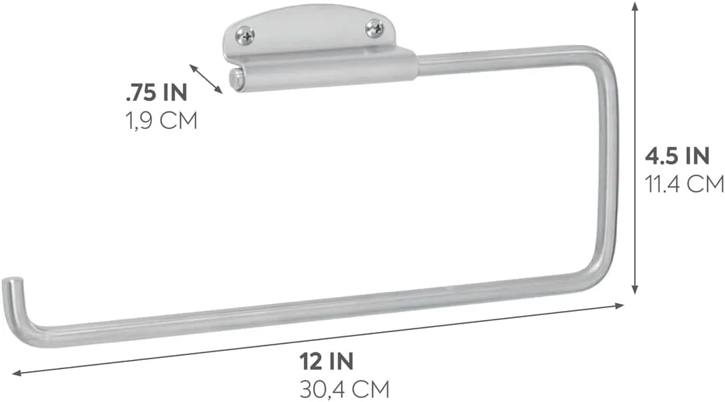 iDesign Forma Wall Mounted Metal Paper Towel Holder, Swiveling Roll Organizer for Kitchen, Bathroom, Craft Room, 12" x .75" x 4.5", Chrome