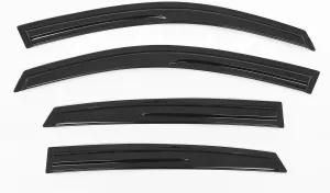 IKON MOTORSPORTS Tape on Window Visors Compatible with 2016-2021 Honda Civic Sedan, Mugen Style Acrylic Smoke/Tinted Rain Guards, Side Window Wind Deflectors 4PCS