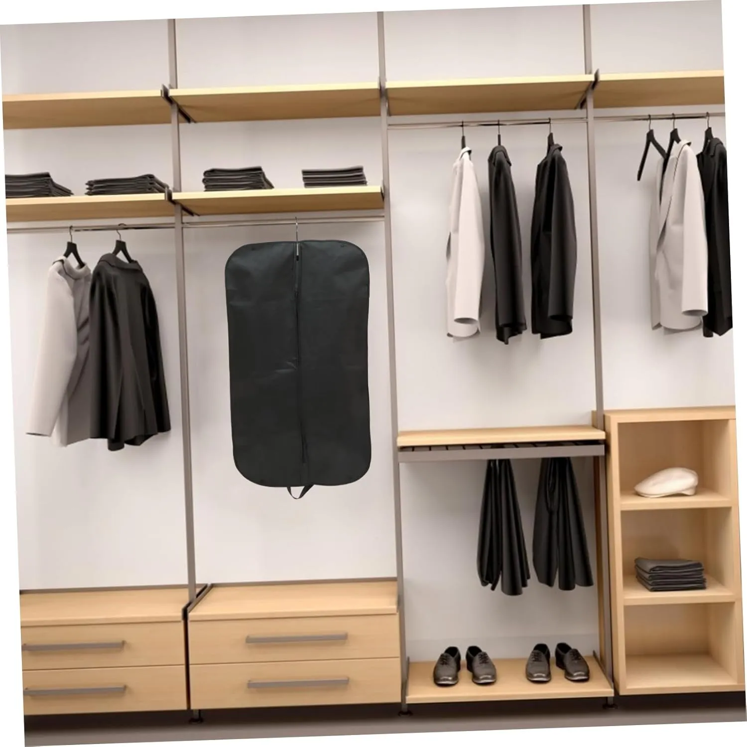 IMIKEYA 2pcs Dark Blue Non Woven Suit Storage Bag with Zipper Portable Hanging Dress Cover for Formal Attire Dustproof Garment Pouch for Winter Clothing