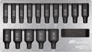 Ingersoll Rand DXSK2M15L DXS2 Drive Hex Deep Metric Impact Socket Set, 15-Piece