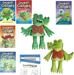 InvestiGators Book Series Set 3 has MerryMakers Flip Doll (Mango Side A, Brash Side B), InvestiGators, Take the Plunge, Off the Hook, Ants in Our P.A.N.T.S., Braver and Boulder, Total 5 Books, Bag(10)