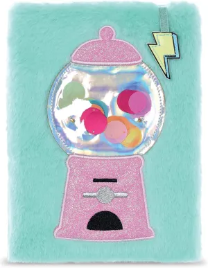 iscream Plush Fur Floating Glitter Book-Bound Lined-Page 8.5" Journal - Gumball Machine
