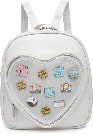 Ita Bag Backpack PU Leather Heart Shaped Purse JK Uniform Bags for Anime Pins Display