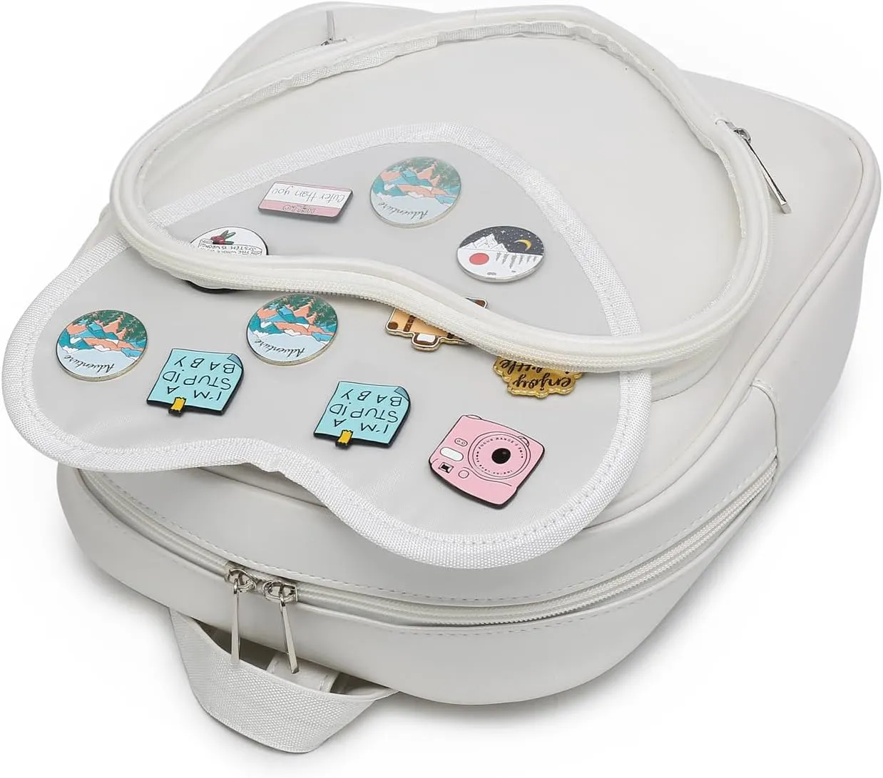 Ita Bag Backpack PU Leather Heart Shaped Purse JK Uniform Bags for Anime Pins Display