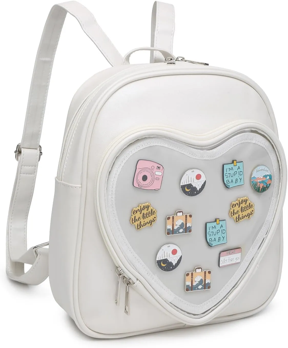 Ita Bag Backpack PU Leather Heart Shaped Purse JK Uniform Bags for Anime Pins Display