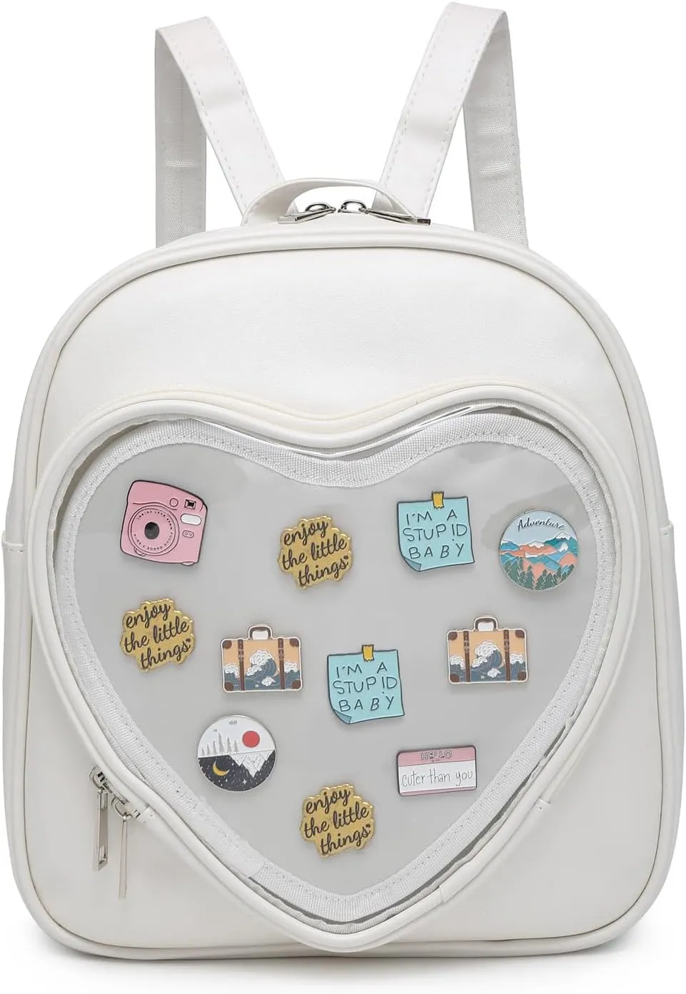 Ita Bag Backpack PU Leather Heart Shaped Purse JK Uniform Bags for Anime Pins Display