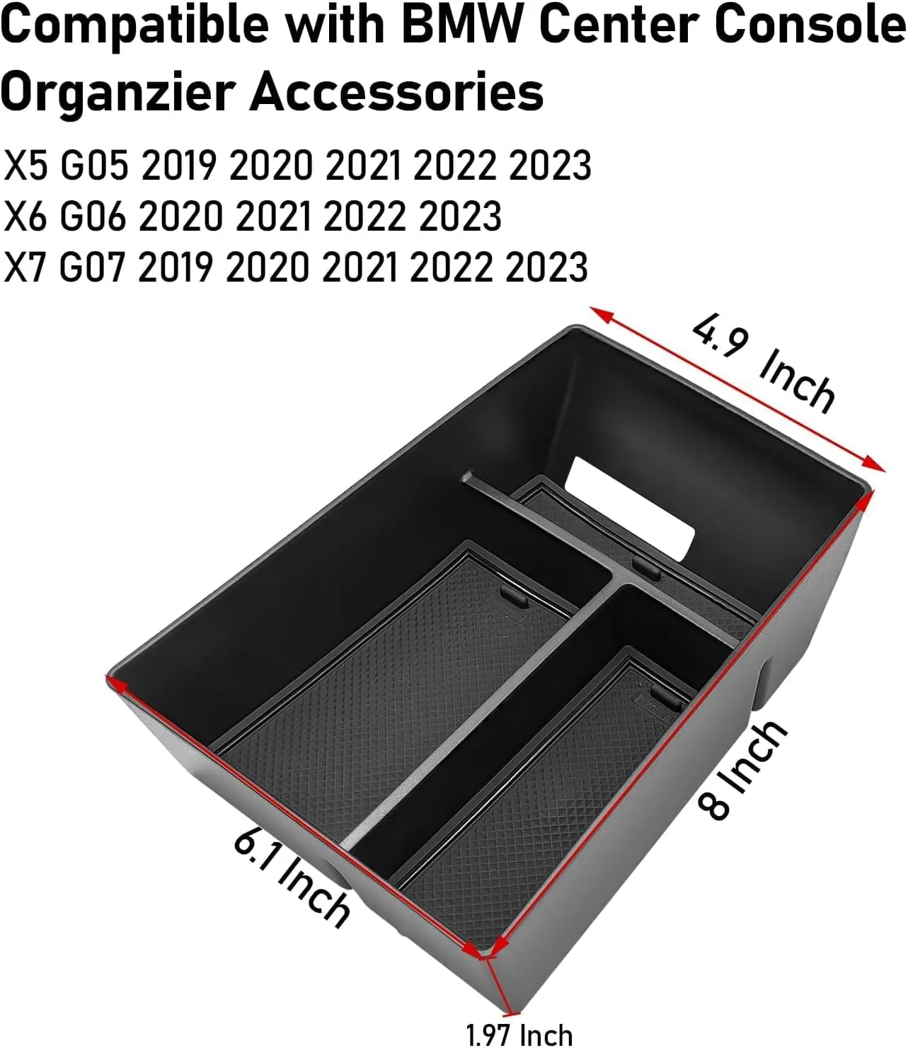 Jaronx Compatible with BMW X5 G05/ X6 G06/ X7 G07 Center Console Organizer, Console Organizer Center Console Tray Console Storage Compatible with BMW X5 G05/ X7 G07 2019-2025, X6 G06 2020-2025