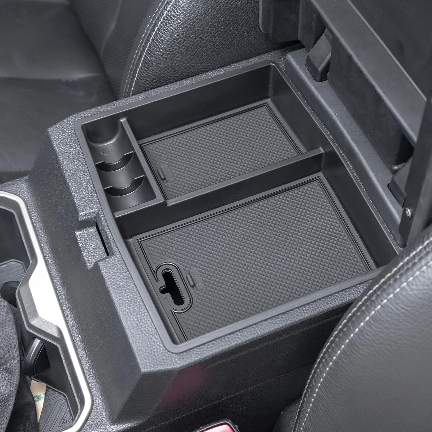 JDMCAR Center Console Organizer Compatible with 2024 2025 Toyota Tacoma, Armrest Insert ABS Plastic Coin Holder Secondary Storage Box (Black Trim)