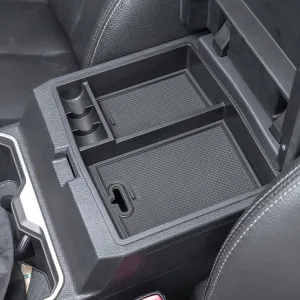 JDMCAR Center Console Organizer Compatible with 2024 2025 Toyota Tacoma, Armrest Insert ABS Plastic Coin Holder Secondary Storage Box (Black Trim)