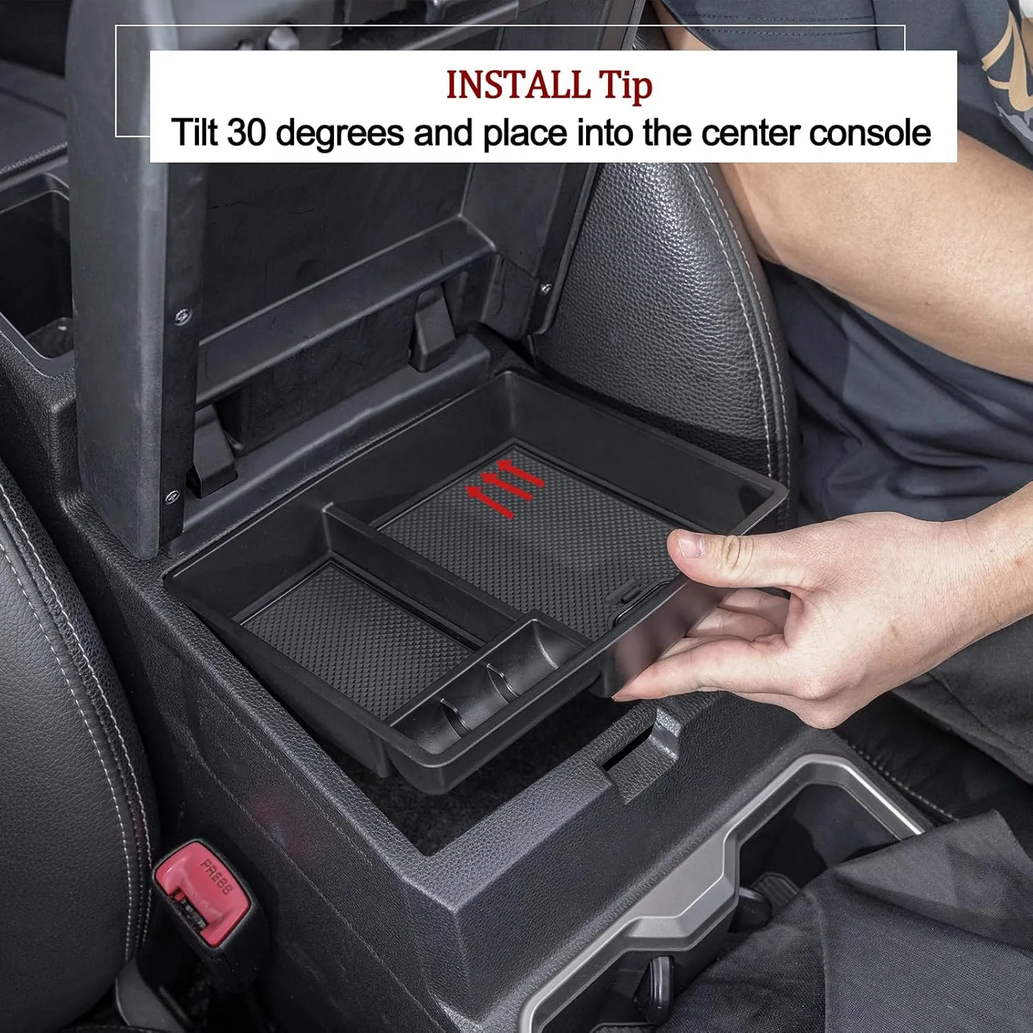 JDMCAR Center Console Organizer Compatible with 2024 2025 Toyota Tacoma, Armrest Insert ABS Plastic Coin Holder Secondary Storage Box (Black Trim)