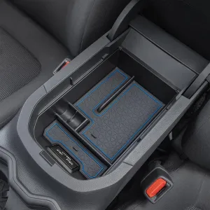 JDMCAR Center Console Tray Organizer Compatible with Toyota RAV4 Accessories 2019-2024 2025, and 2021-2025 RAV-4 Prime Armrest Insert Container ABS Material Secondary Storage Box-Blue