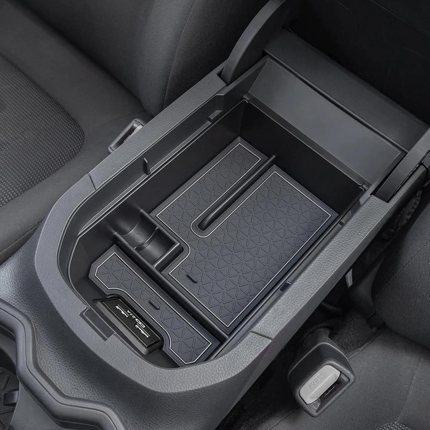 JDMCAR Center Console Tray Organizer Compatible with Toyota RAV4 Accessories 2019-2024 2025 and 2021-2025 RAV-4 Prime, Armrest Insert Container ABS Material Secondary Storage Box-Gray