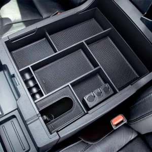 JDMCAR Compatible with Toyota Tundra Accessories 2014-2021 Center Console Organizer, Insert ABS Black Materials Tray, Armrest Secondary Storage Box - Full Tray