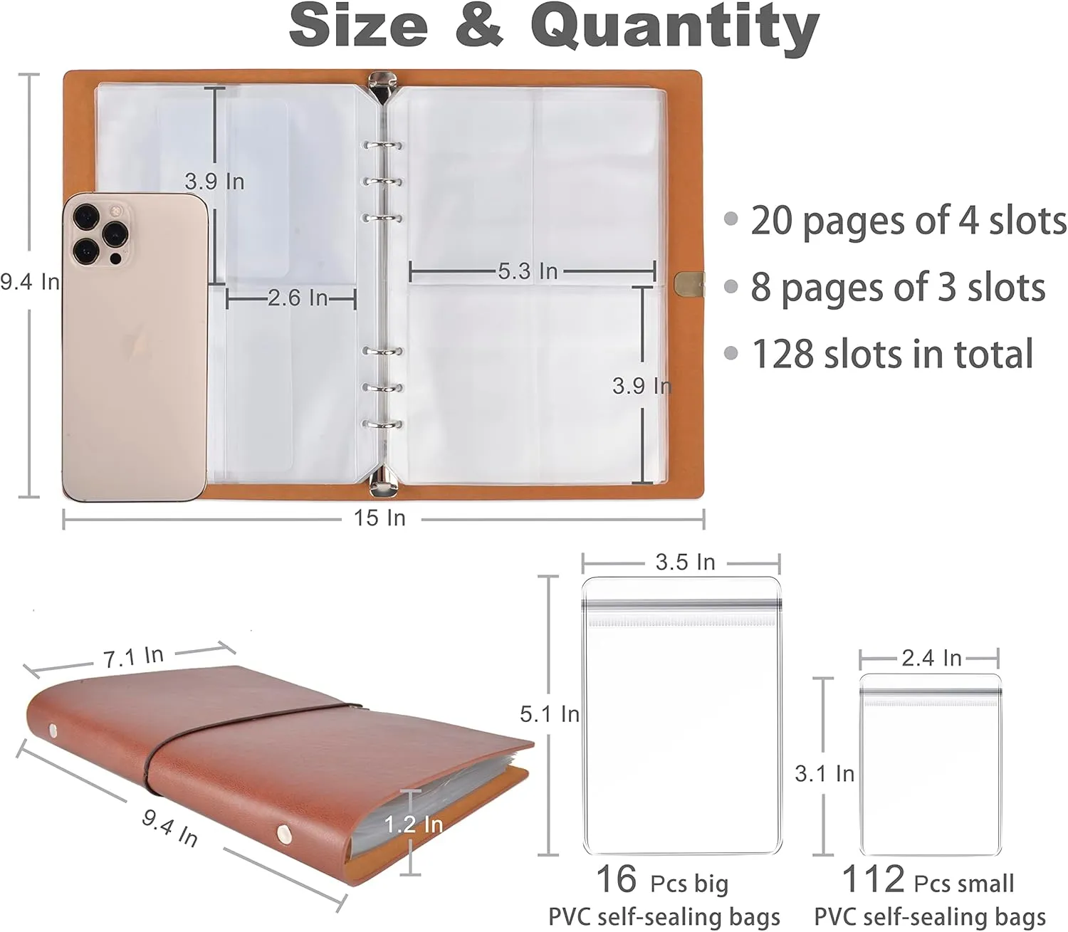 Jewelry Organizer, 2 Pack Jewelry Storage Book with Pockets, Foldable Earrings Travel Album, PU Leather Accessories Holder Booklet for Bracelets Necklace Rings (128 Grids 128 Anti-Oxidation PVC Bags)