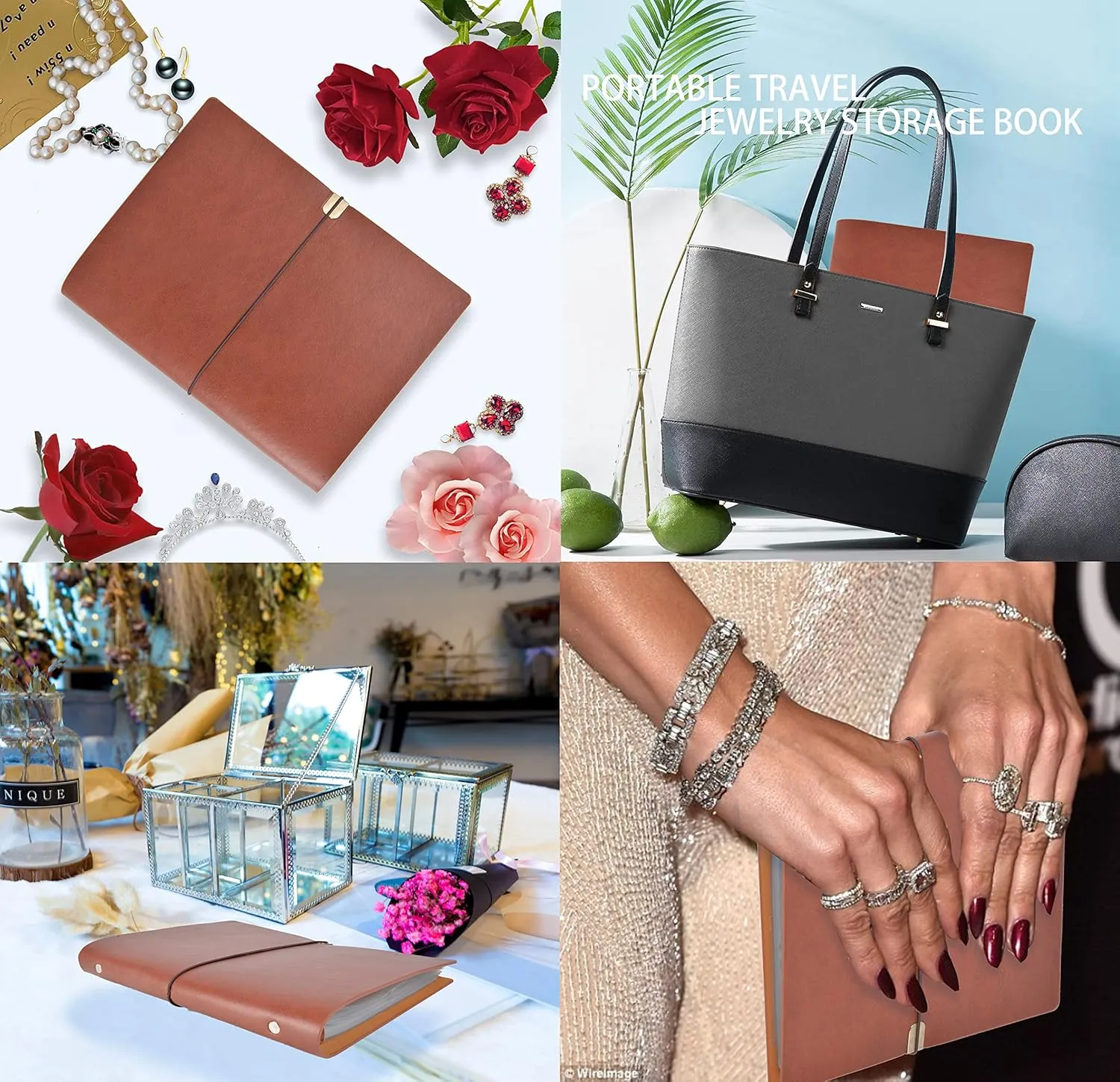 Jewelry Organizer, 2 Pack Jewelry Storage Book with Pockets, Foldable Earrings Travel Album, PU Leather Accessories Holder Booklet for Bracelets Necklace Rings (128 Grids 128 Anti-Oxidation PVC Bags)