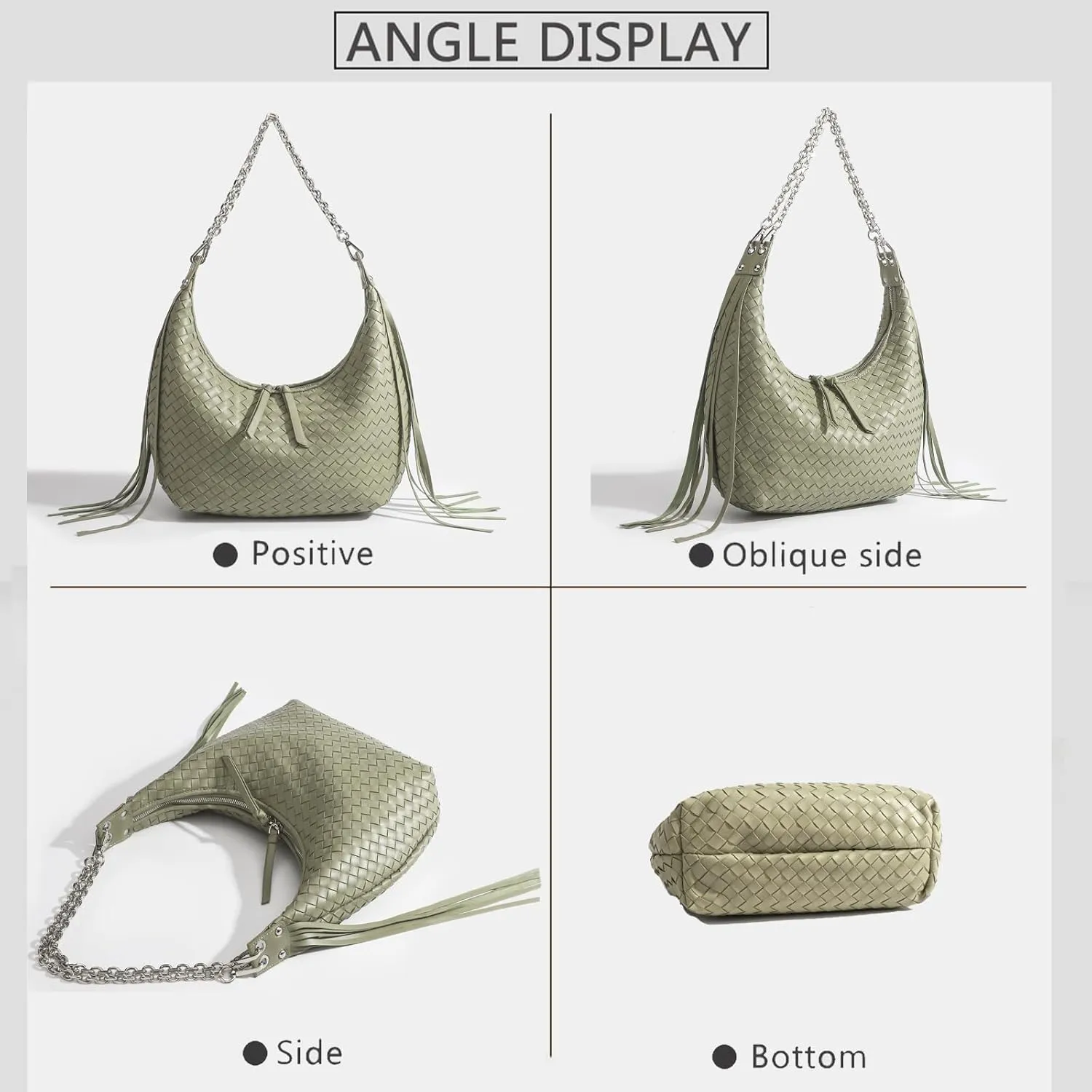 JINMANXUE Fringe Hobo Bag - Retro Handmade Woven Tote Bag for Women, Travel Shoulder Handbag