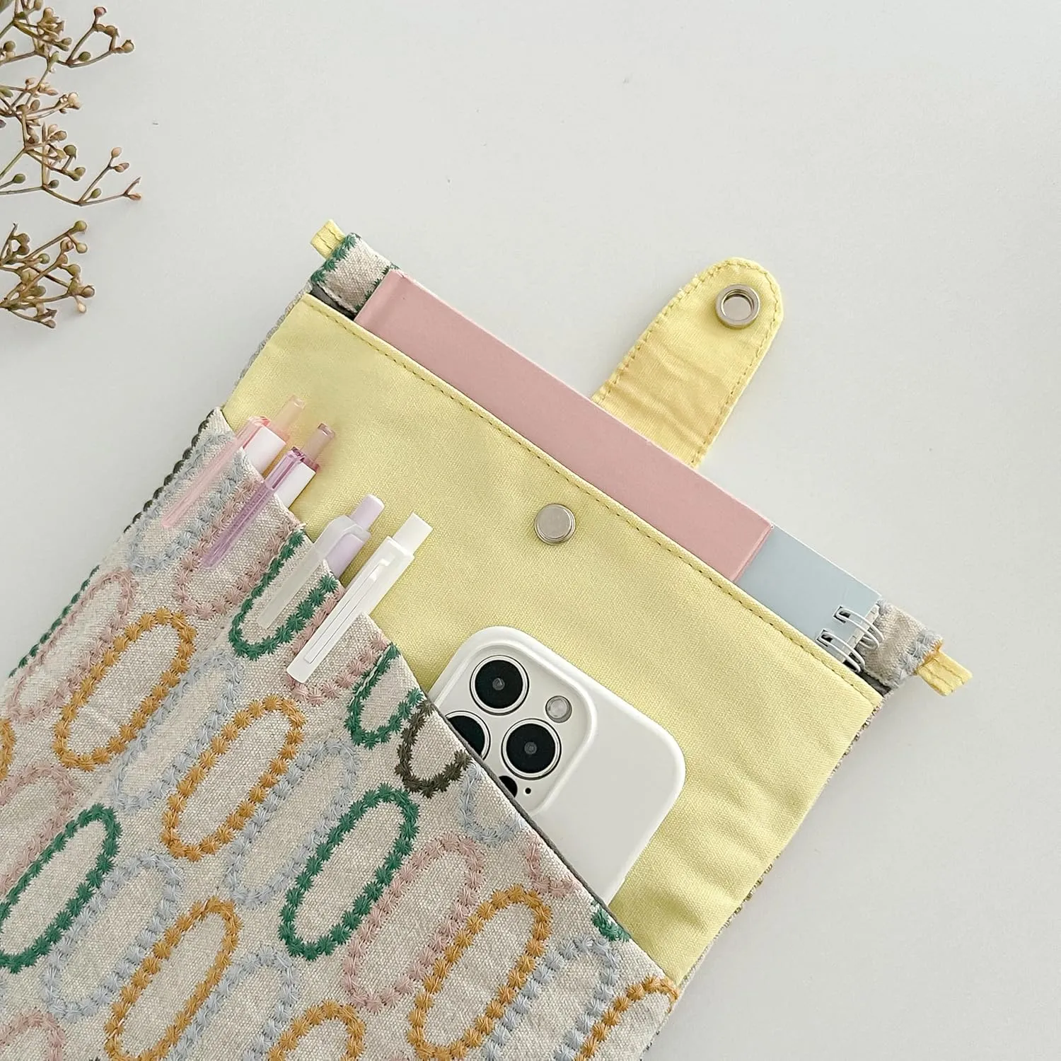 JML embroidery Book Sleeve,Multiple pockets for convenient storage,thickened fabric for durable protection，an ideal choice for book lovers,10.6x8.7 inches (circle, 10.6x8.7 inches)