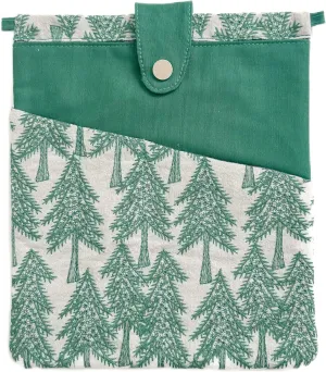 JML embroidery Book Sleeve,Multiple pockets for convenient storage,thickened fabric for durable protection，an ideal choice for book lovers,10.6x8.7 inches (Green trees, 10.6x8.7 inches)