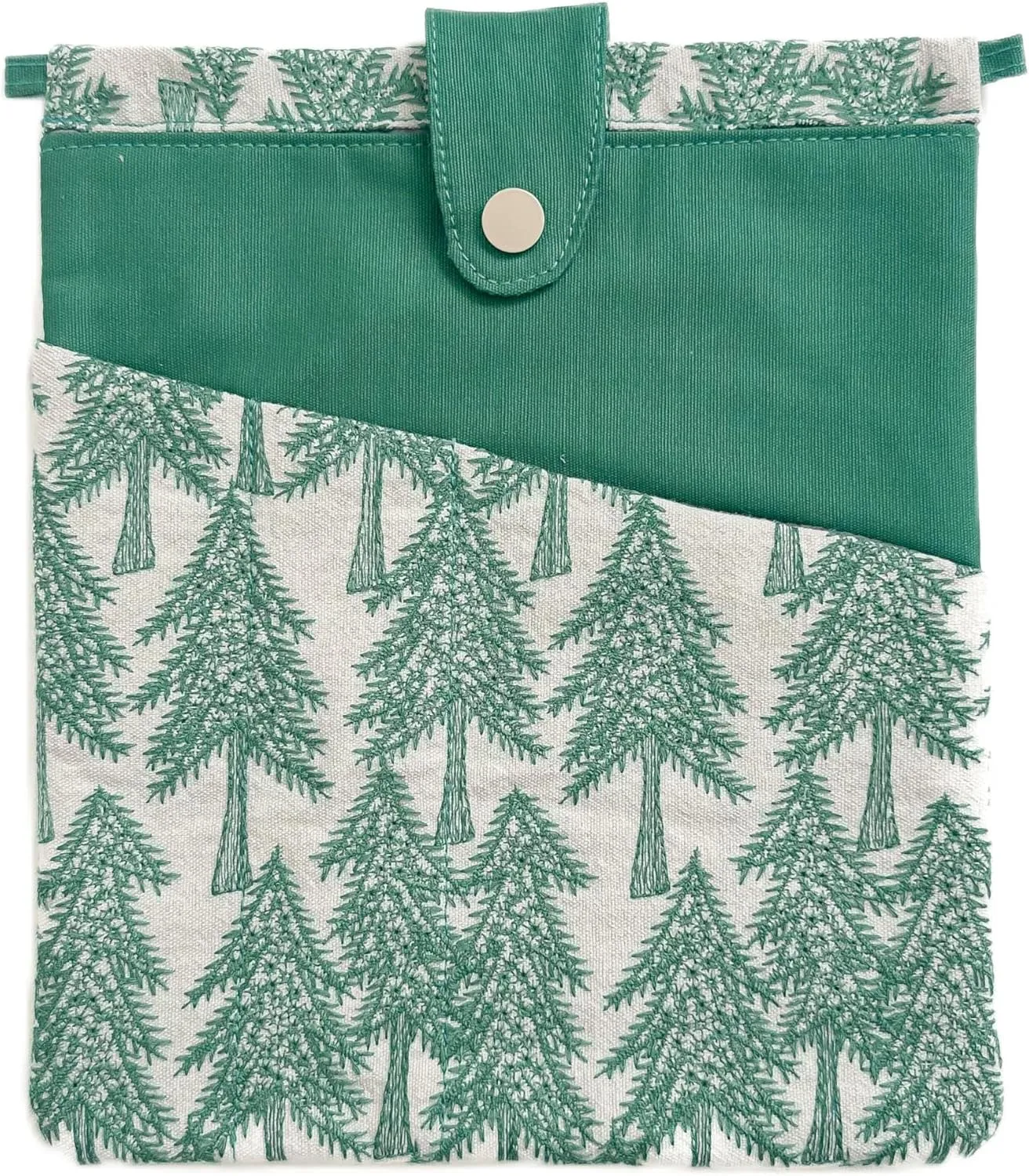 JML embroidery Book Sleeve,Multiple pockets for convenient storage,thickened fabric for durable protection，an ideal choice for book lovers,10.6x8.7 inches (Green trees, 10.6x8.7 inches)