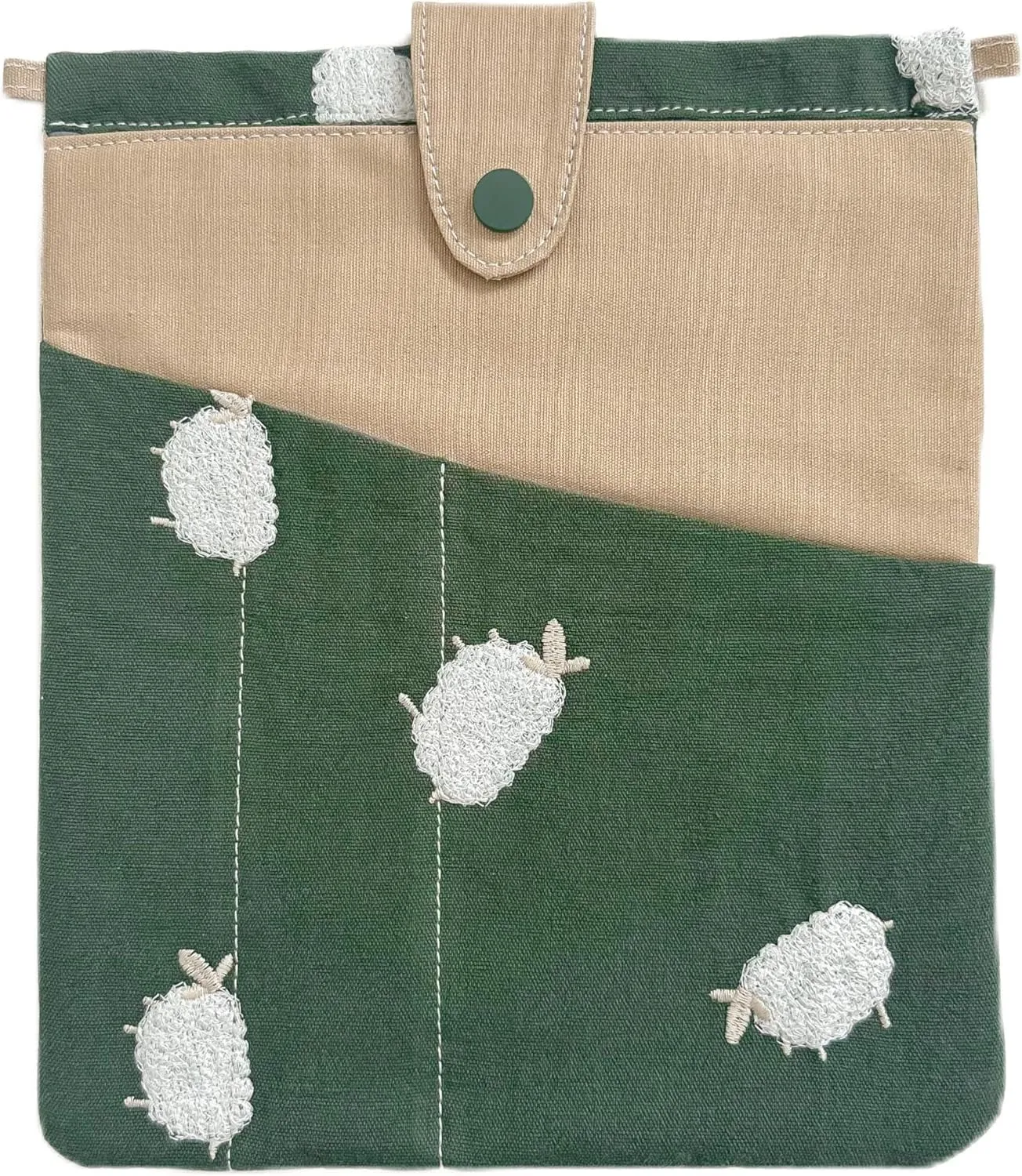 JML embroidery Book Sleeve,Multiple pockets for convenient storage,thickened fabric for durable protection，an ideal choice for book lovers,10.6x8.7 inches (sheep, 10.6x8.7 inches)