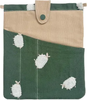 JML embroidery Book Sleeve,Multiple pockets for convenient storage,thickened fabric for durable protection，an ideal choice for book lovers,10.6x8.7 inches (sheep, 10.6x8.7 inches)