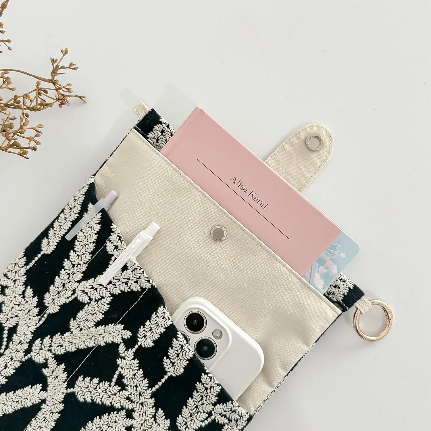 JML embroidery Book Sleeve,Multiple pockets for convenient storage,thickened fabric for durable protection，an ideal choice for book lovers,10.6x8.7 inches (Wheat Ear, 10.6x8.7 inches)