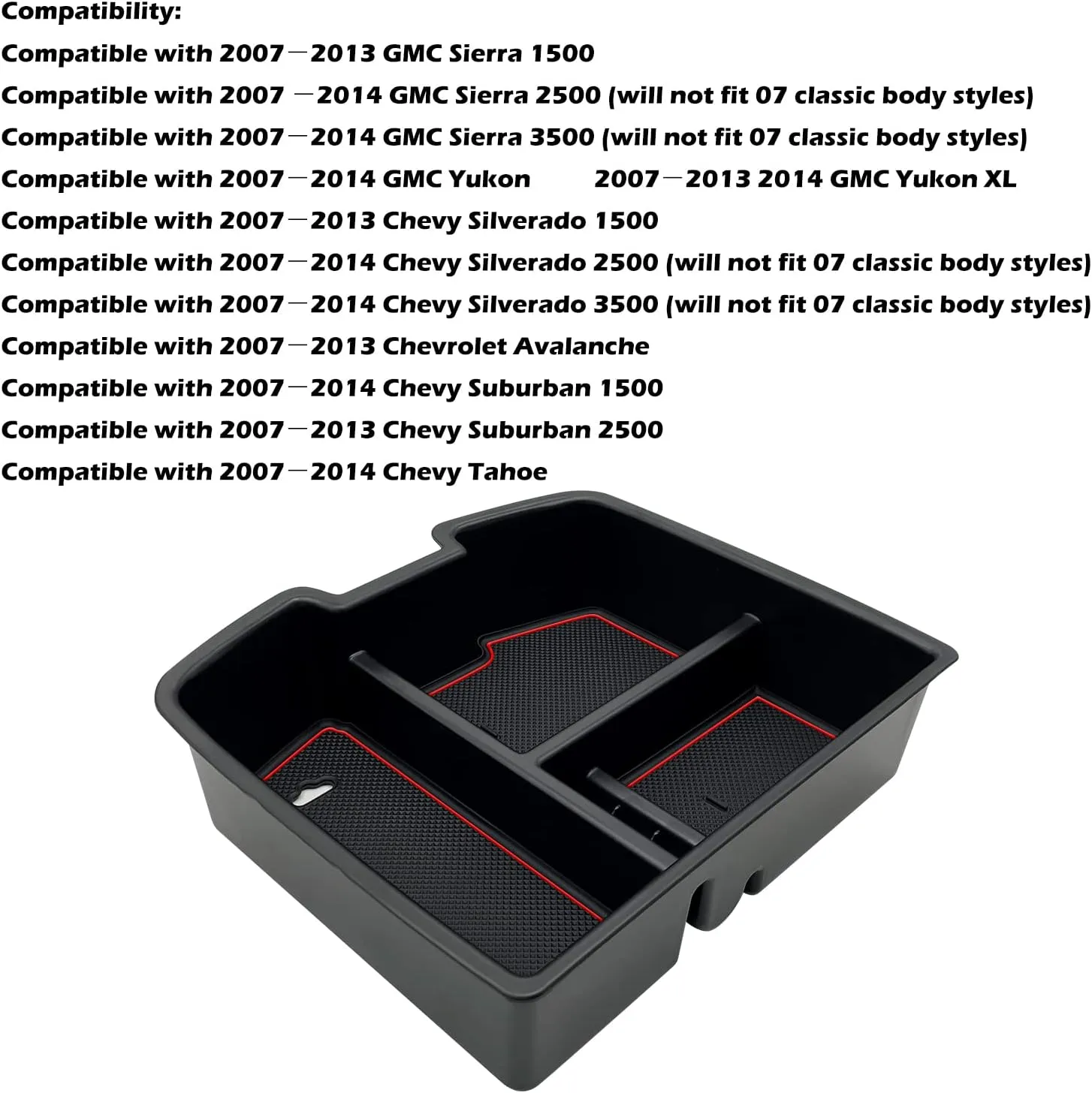 JOJOMARK Center Console Organizer Tray Compatible with 2007-2014 GMC Sierra Chevy Silverado Tahoe Yukon Suburban - Accessories Replaces 19166288