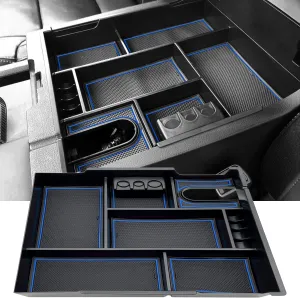 JOJOMARK Compatible with Toyota Tundra Accessories Center Console Tray Organizer fits for Toyota Tundra 2014-2020 2021 Insert ABS Armrest Box Secondary Storage (Blue)