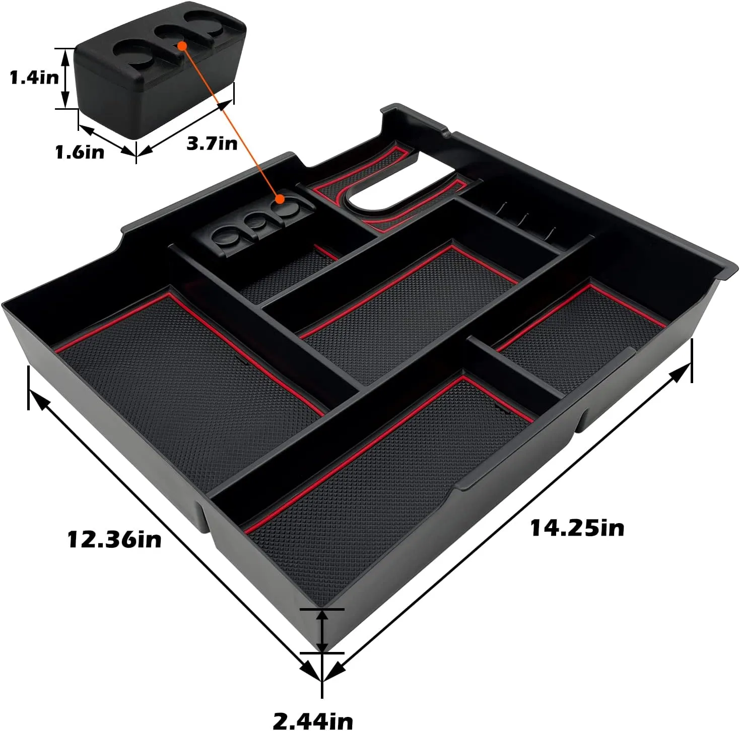 JOJOMARK Compatible with Toyota Tundra Accessories Center Console Tray Organizer for Tundra 2014-2020 2021 Insert ABS Armrest Box Secondary Storage (Red)
