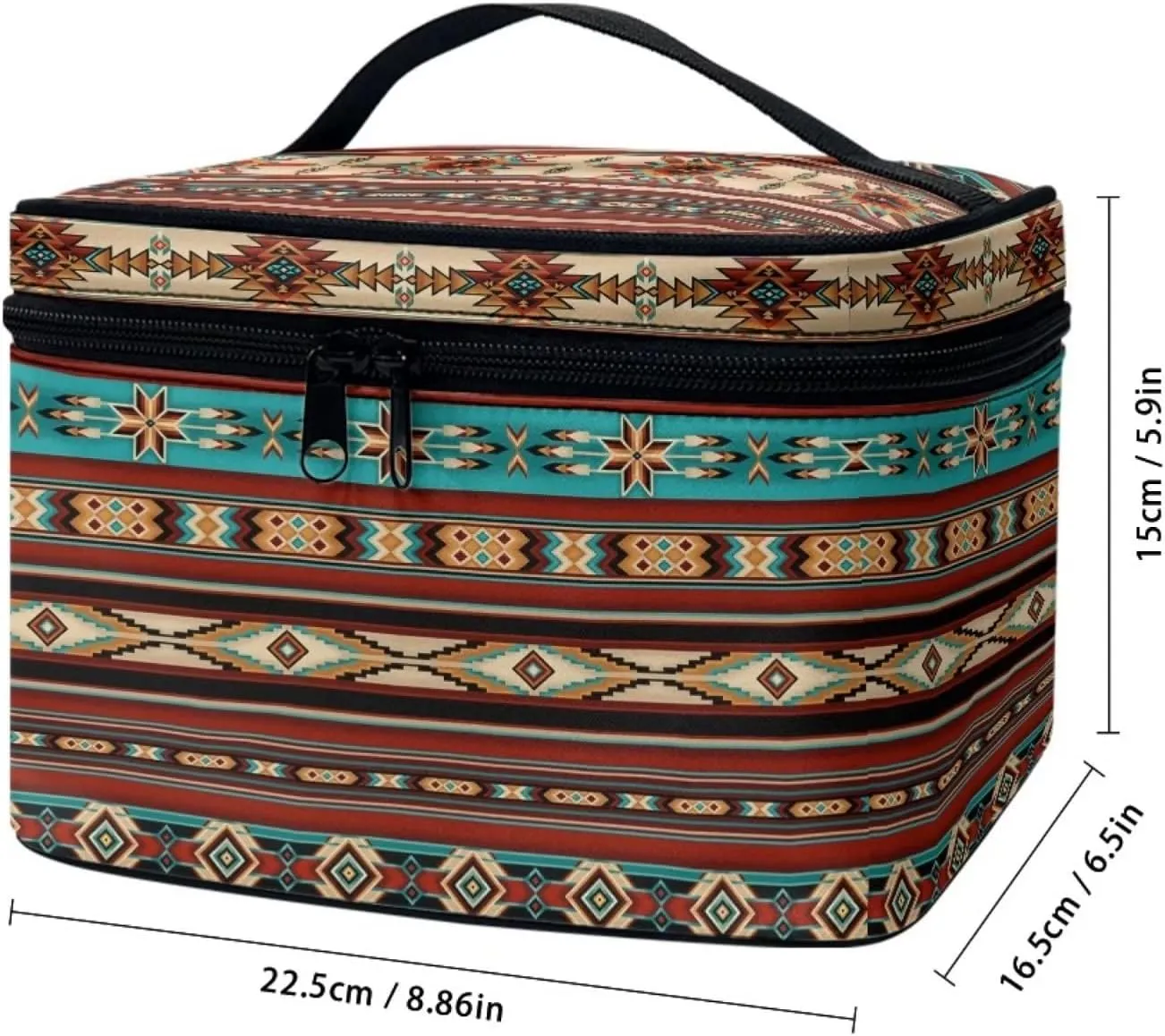 JoyLamoria Aztec Print Cosmetic Bag Lightweight Toiletry Case Brush Bag with Design
