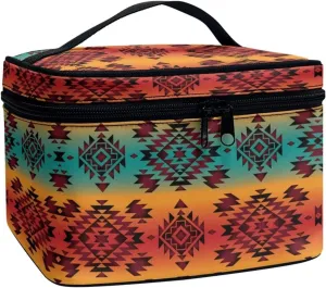 JoyLamoria Aztec Southwestern Cosmetic Bag Travel Women Girls Makeup Bag Wallet Coin Purse