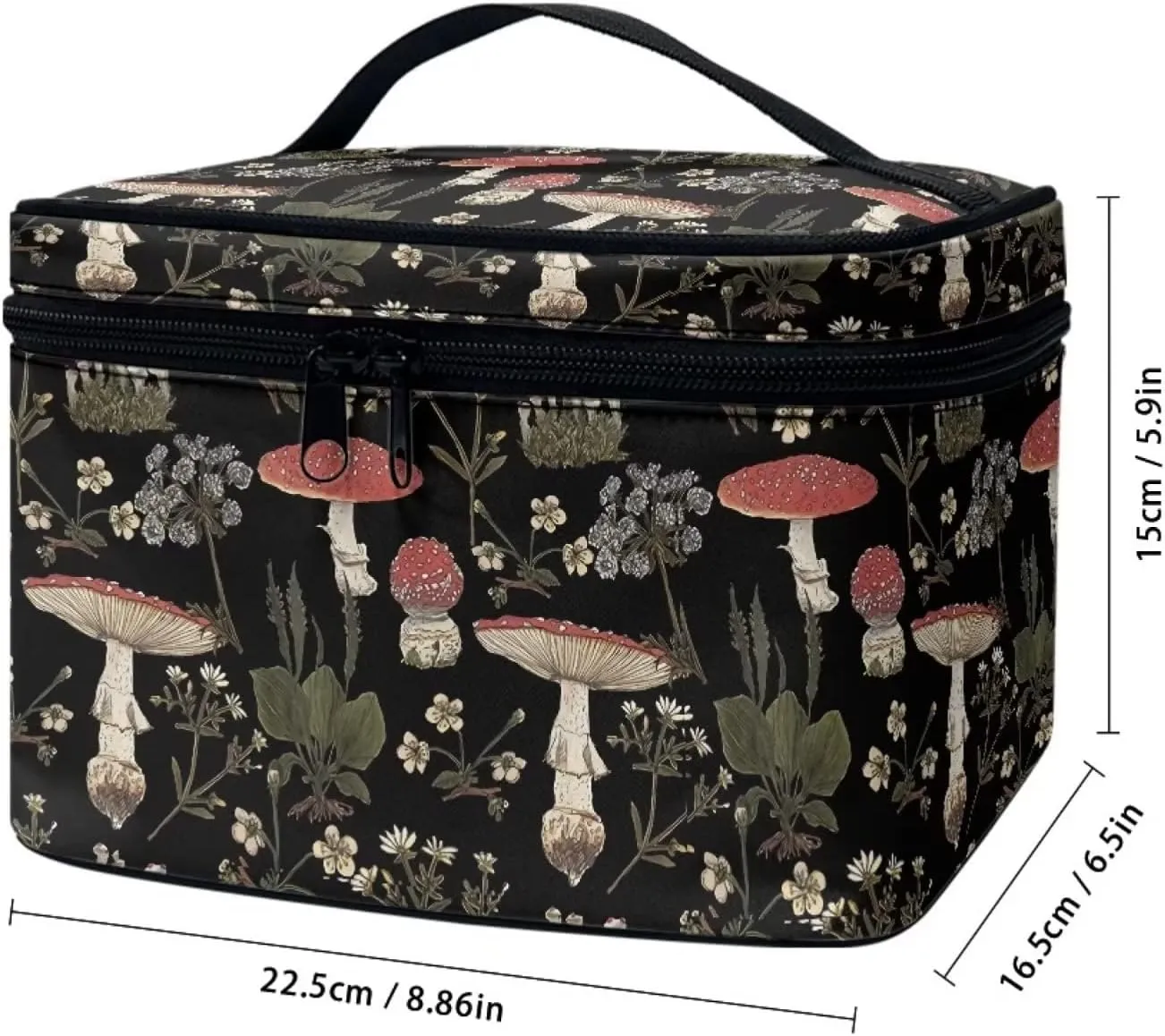 JoyLamoria Brown Mushroom Travel Makeup Bag Cute Brush Bag Toiletry Bag for Women