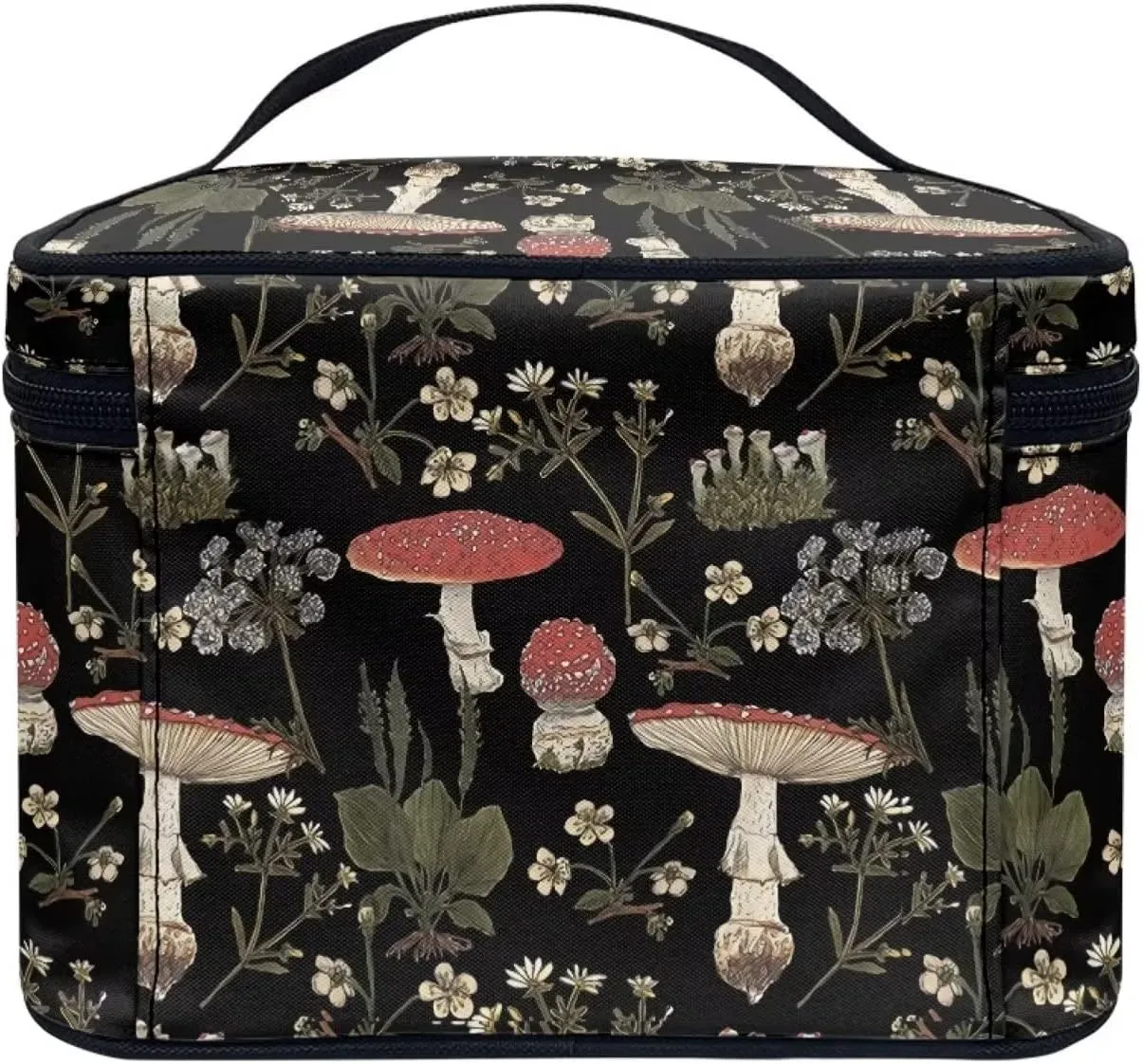 JoyLamoria Brown Mushroom Travel Makeup Bag Cute Brush Bag Toiletry Bag for Women