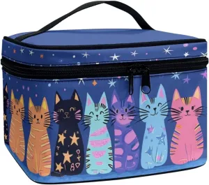 JoyLamoria Cat Star Travel Makeup Bag Cute Brush Bag Toiletry Bag for Women