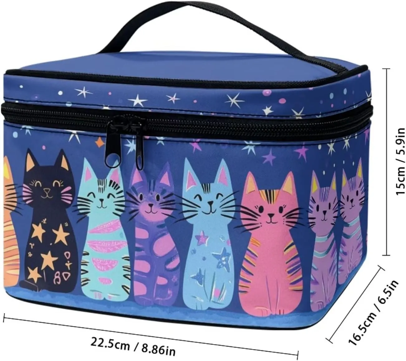 JoyLamoria Cat Star Travel Makeup Bag Cute Brush Bag Toiletry Bag for Women