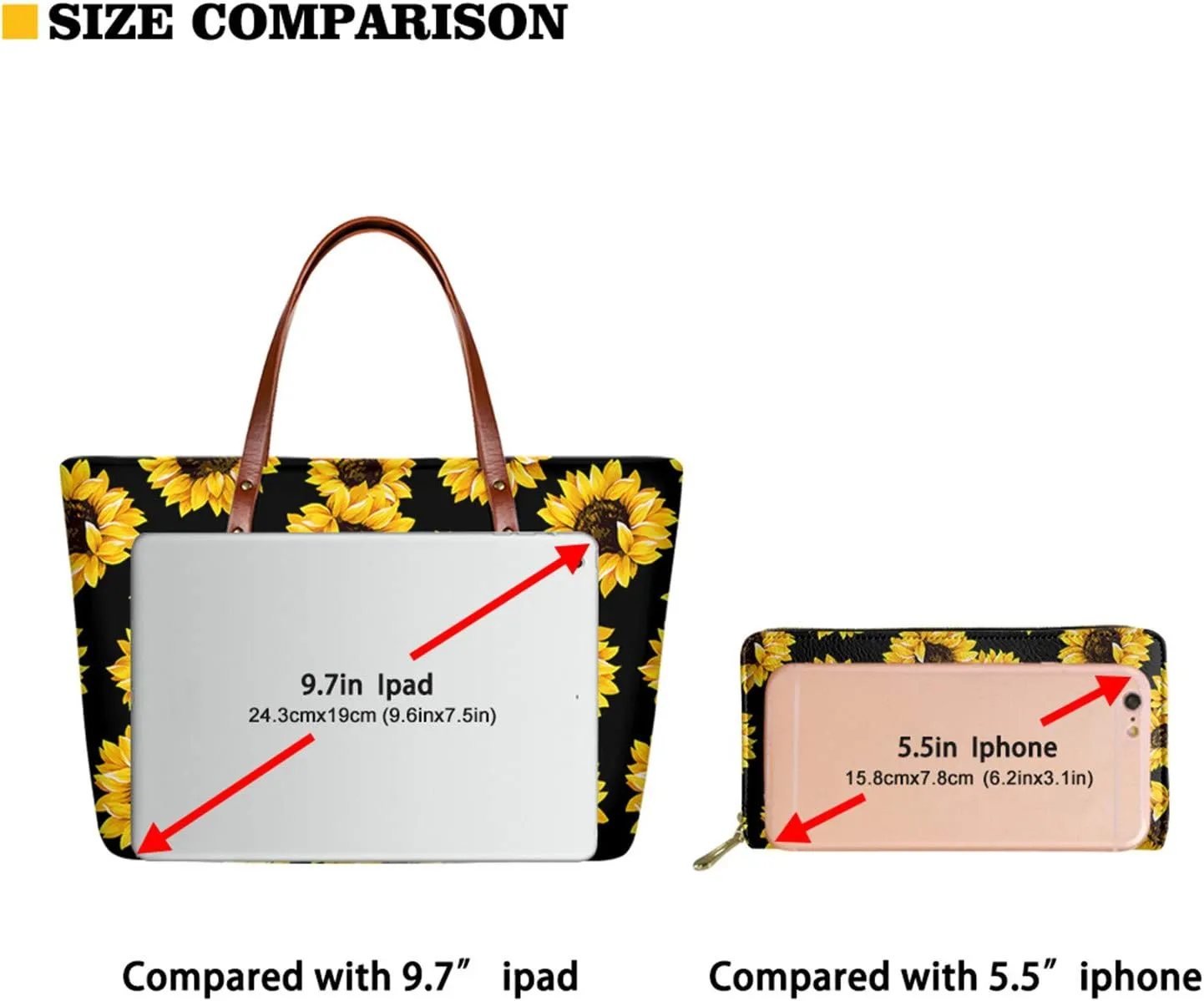 JoyLamoria Women Satchel Handbags Shoulder Purses Totes Work Bags with Leather Wallet 2-Piece Set