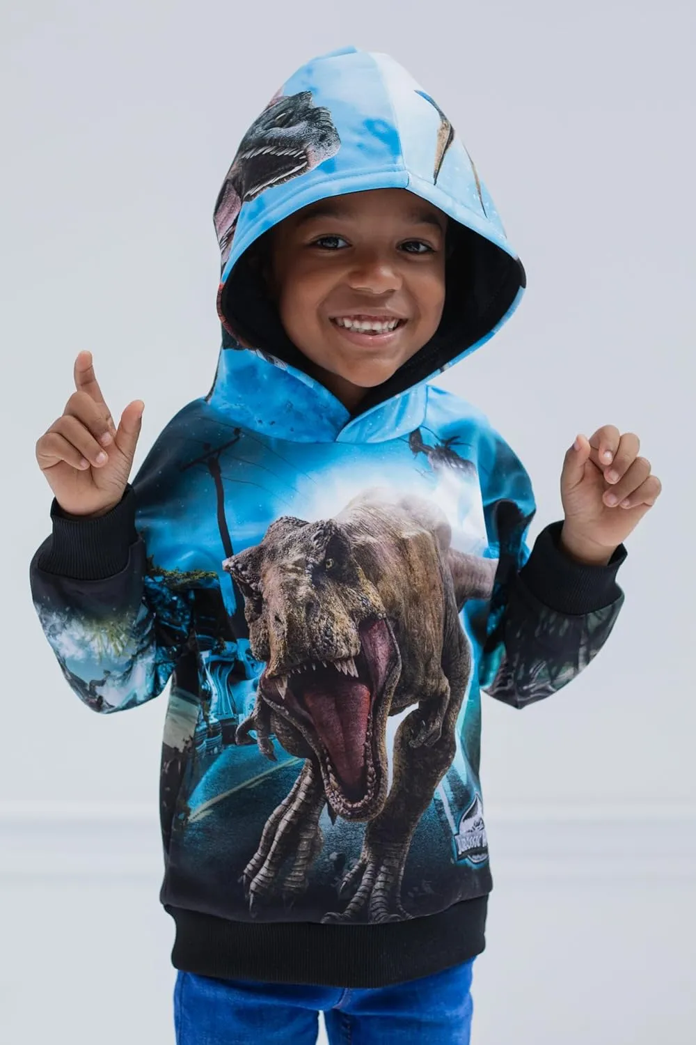 Jurassic World Jurassic Park Blue T-Rex Fleece Pullover Hoodie Little Kid to Big Kid