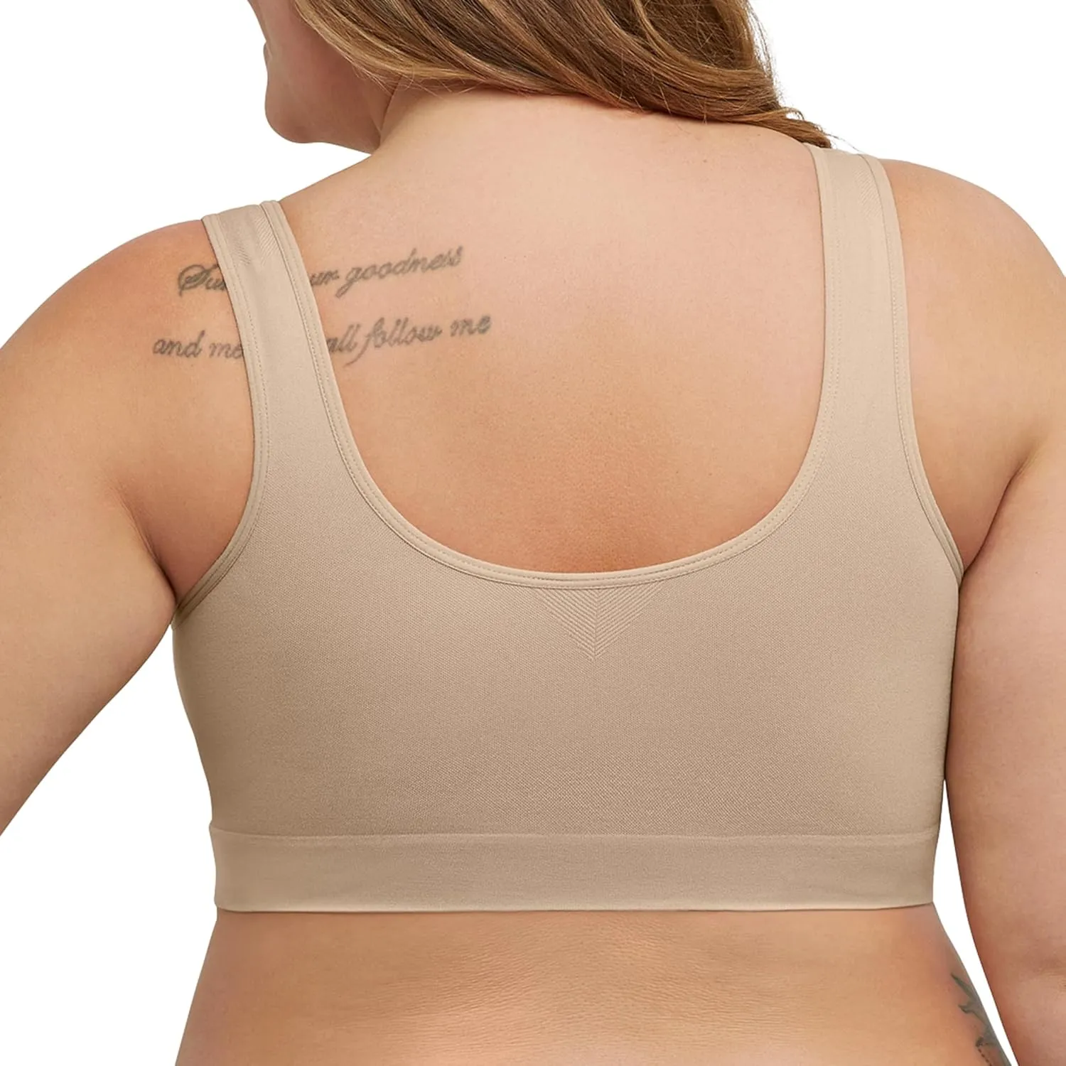 JUST MY SIZE Hanes Women's Seamless Bralette, Pure Comfort Light Support Pullover Bra, Plus Sizes