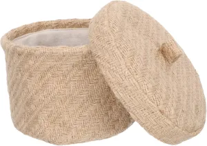 Jute Storage Bin Lid Cosmetics Organizer Storage Holder Desktop Basket Lid