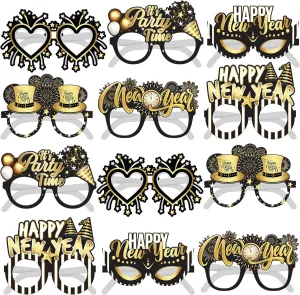 KatchOn, Happy New Year Glasses 2025 - Pack of 12 | New Years Eve Glasses, New Years Eve Party Supplies 2025 | Happy New Years Party Glasses for Happy New Years Decorations 2025 | NYE Party Supplies