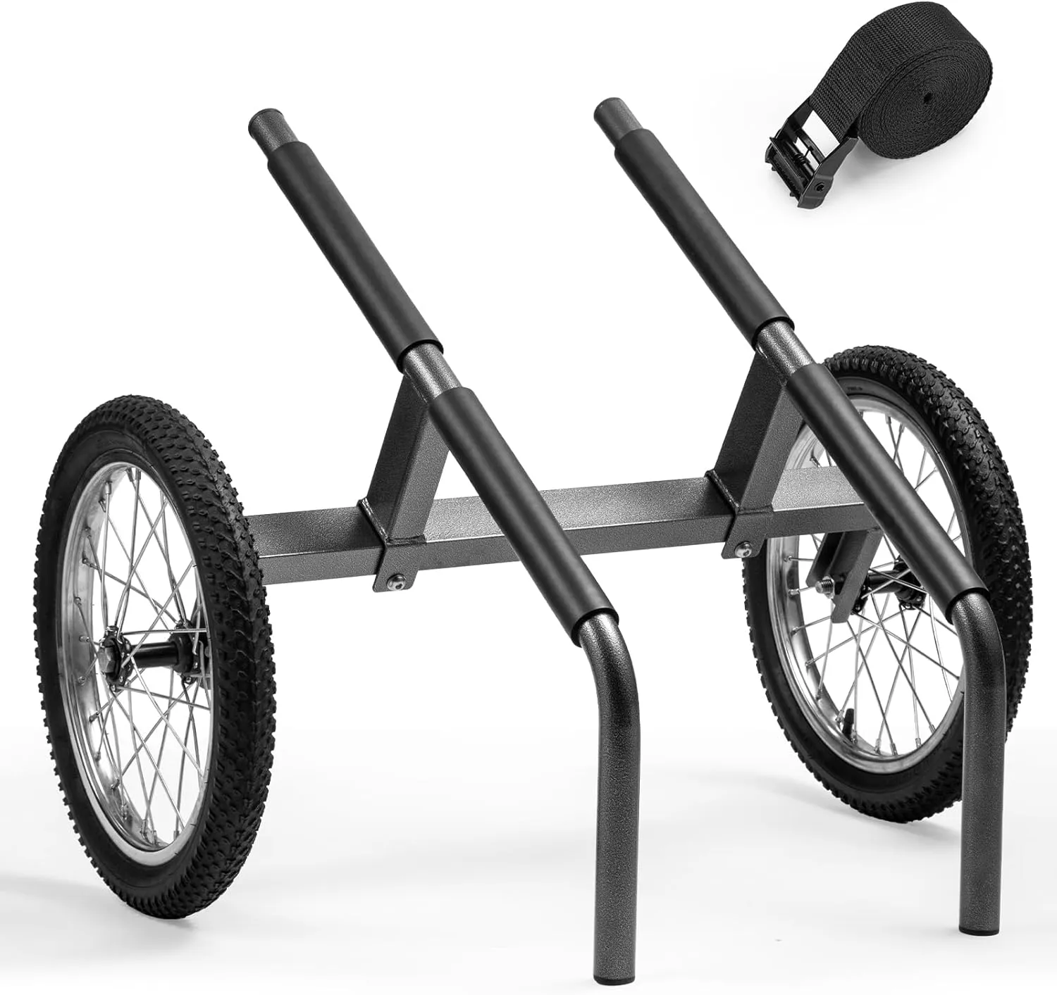 Kayak Beach Cart, Width Adjustable Universal Canoe Dolly Heavy Duty Kayak Trolley with 16" Wheels, Sturdy 300 LBS Weight Capacity