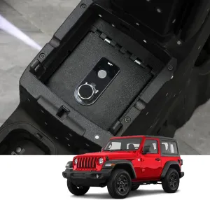 KEREN Center Console Gun Vault Safe Box Compatible with Jeep wrangler JL and Jeep Gladiator Not for sport and Rubicon 2018-2022, with Fingerprint Lock