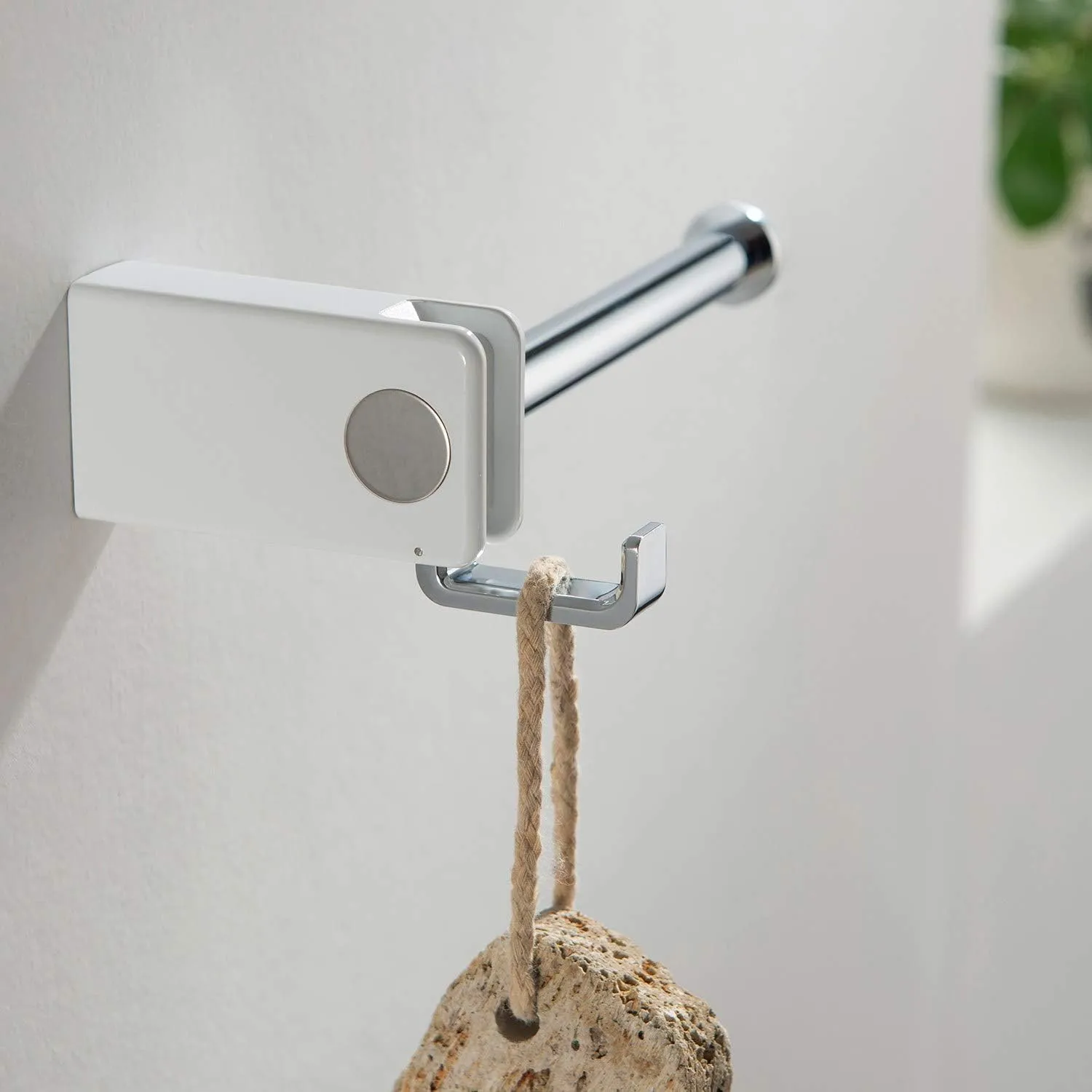 KIBI Artis Toilet Paper Holder for Bathroom Stainless Steel Wall Mounted Toilet Roll Holder with Hook (Chrome White) (KBA1002)